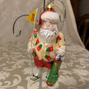 Jolly Santa Golfer Holiday Ornament